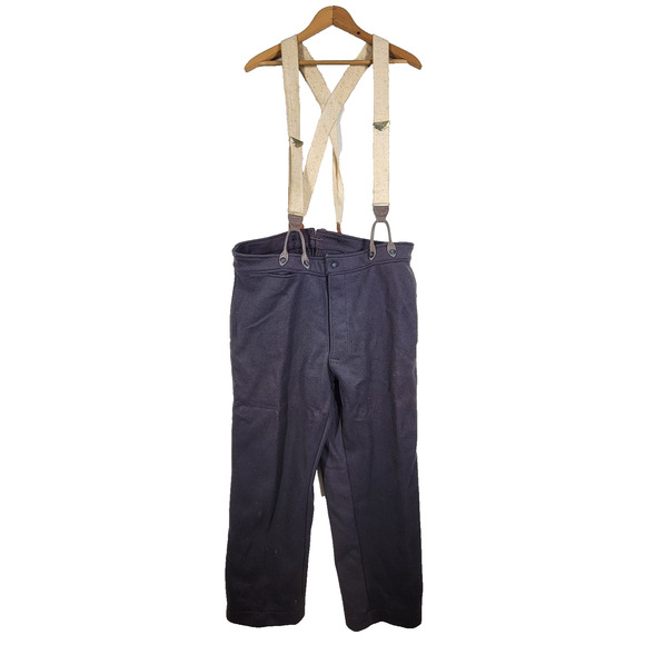Vintage Civil War Union 7th Wool Blue Pants Suspenders Reproduction Reenactment - Picture 1 of 13